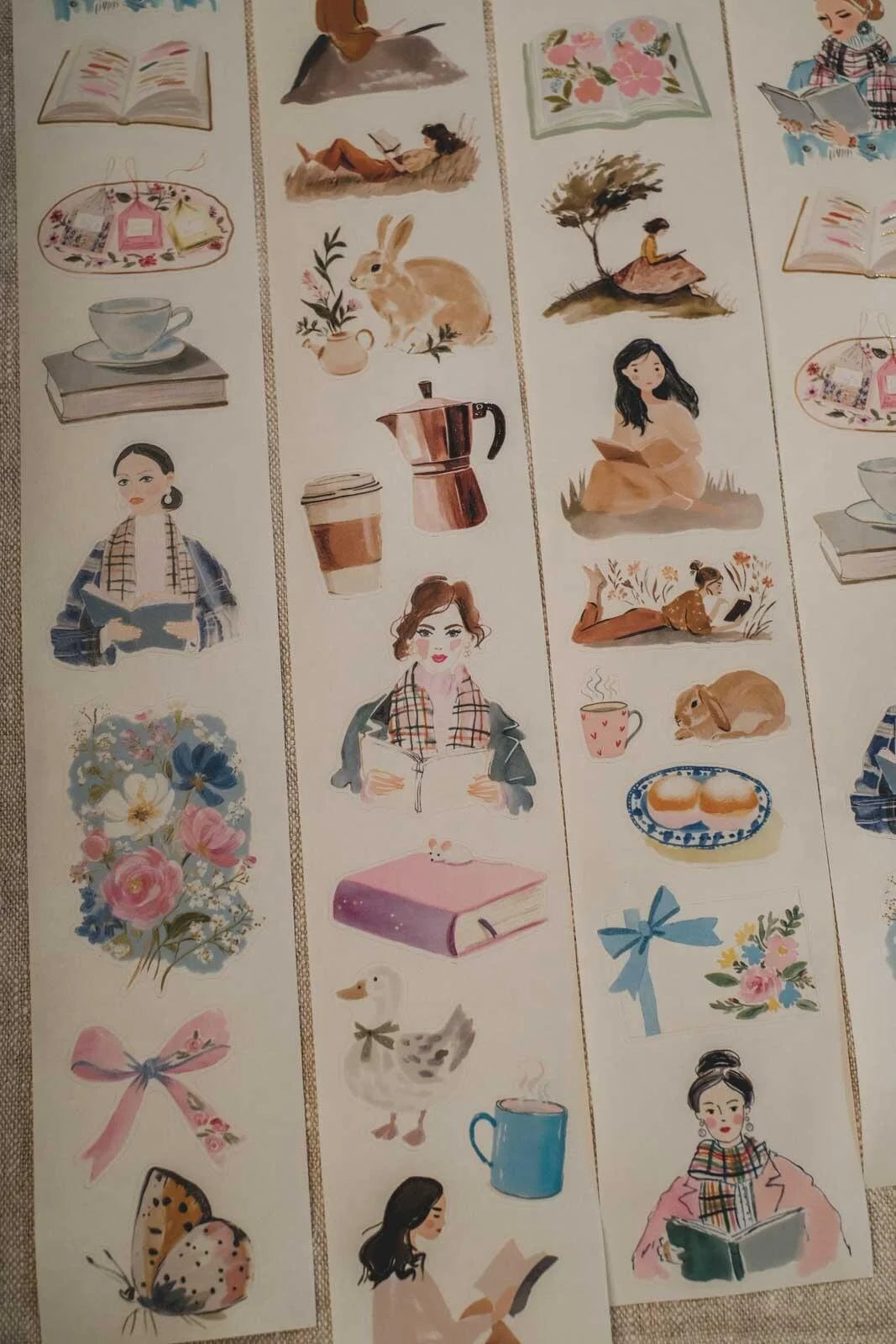 Well Read Girls 6cm wide glossy 3D kiss-cut Washi Tape
