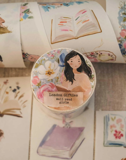 Well Read Girls 6cm wide glossy 3D kiss-cut Washi Tape