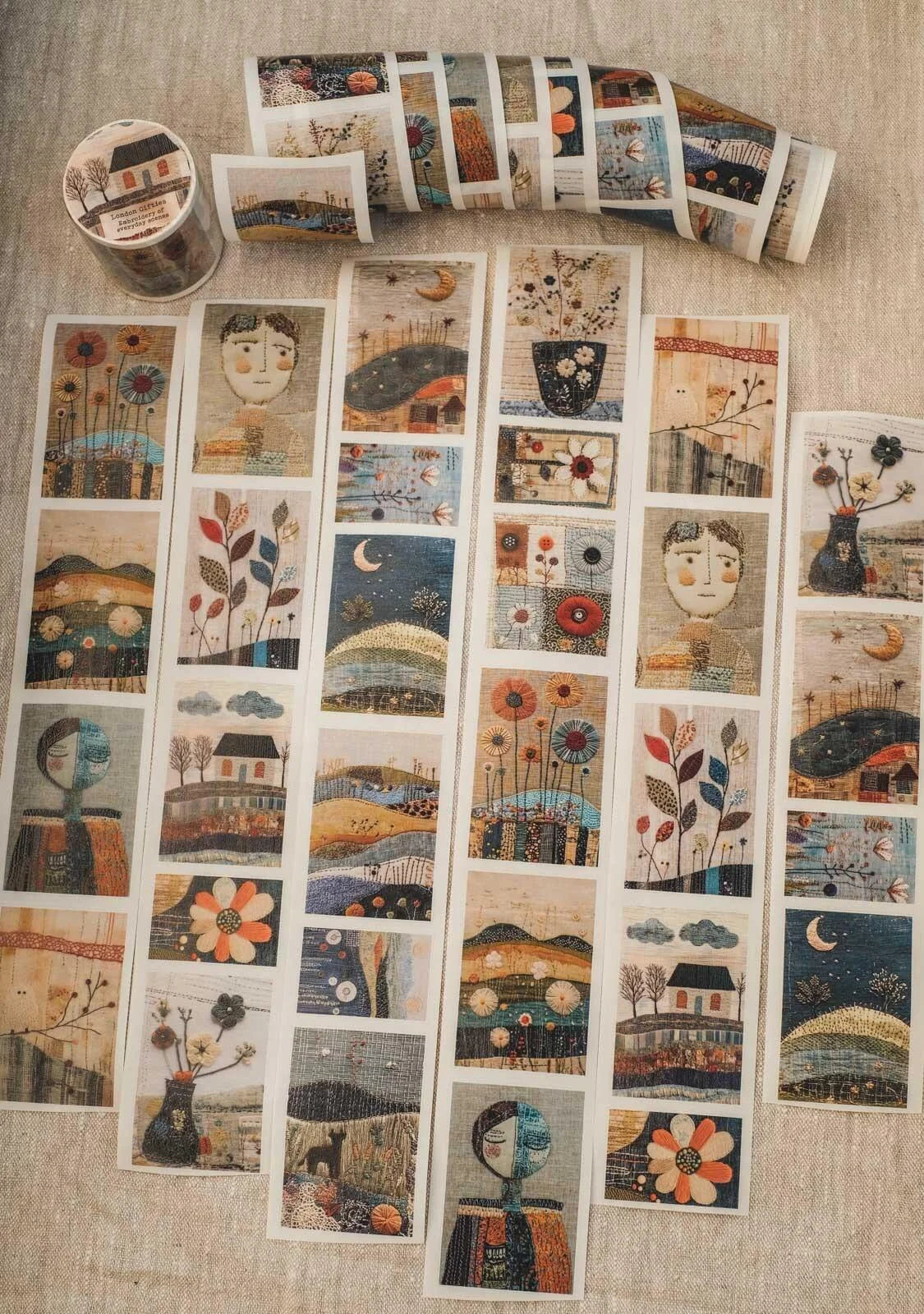 Embroidery of Everyday Scenes 6cm wide glossy 3D kiss-cut Washi Tape