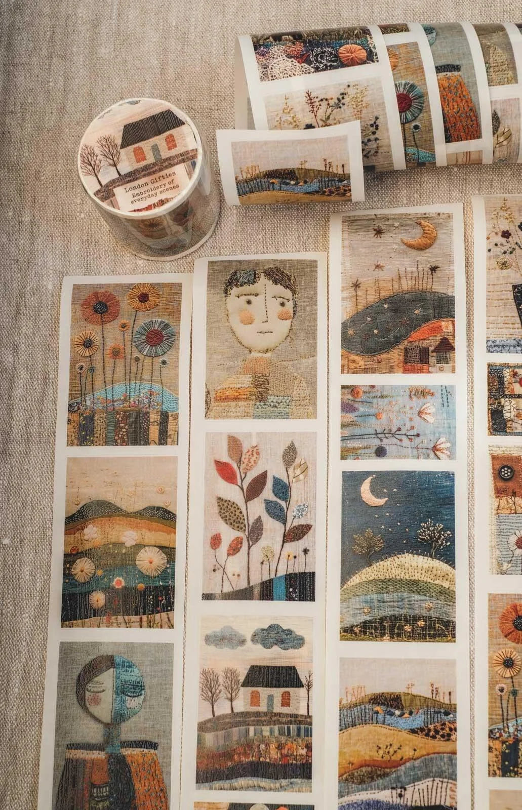 Embroidery of Everyday Scenes 6cm wide glossy 3D kiss-cut Washi Tape