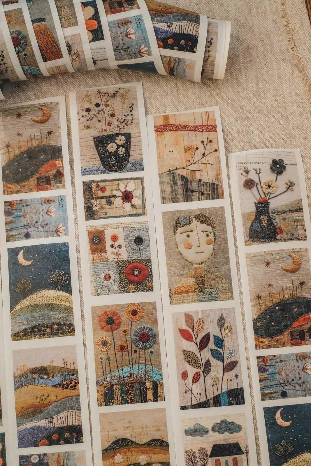 Embroidery of Everyday Scenes 6cm wide glossy 3D kiss-cut Washi Tape