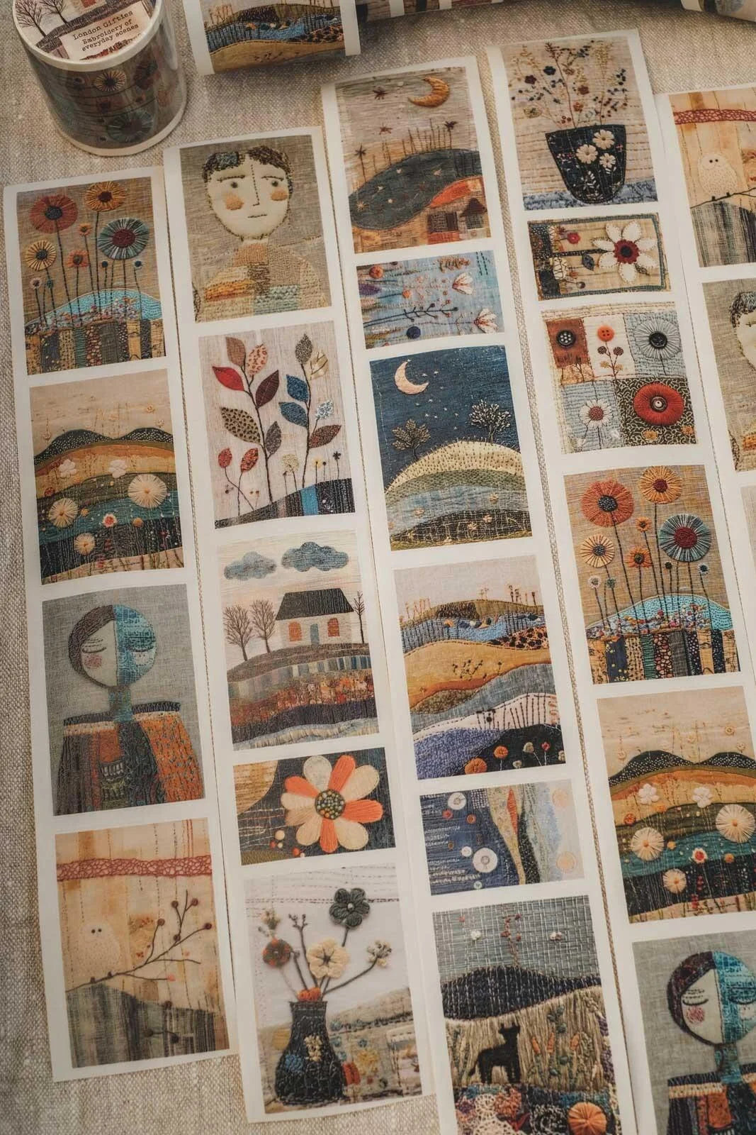 Embroidery of Everyday Scenes 6cm wide glossy 3D kiss-cut Washi Tape