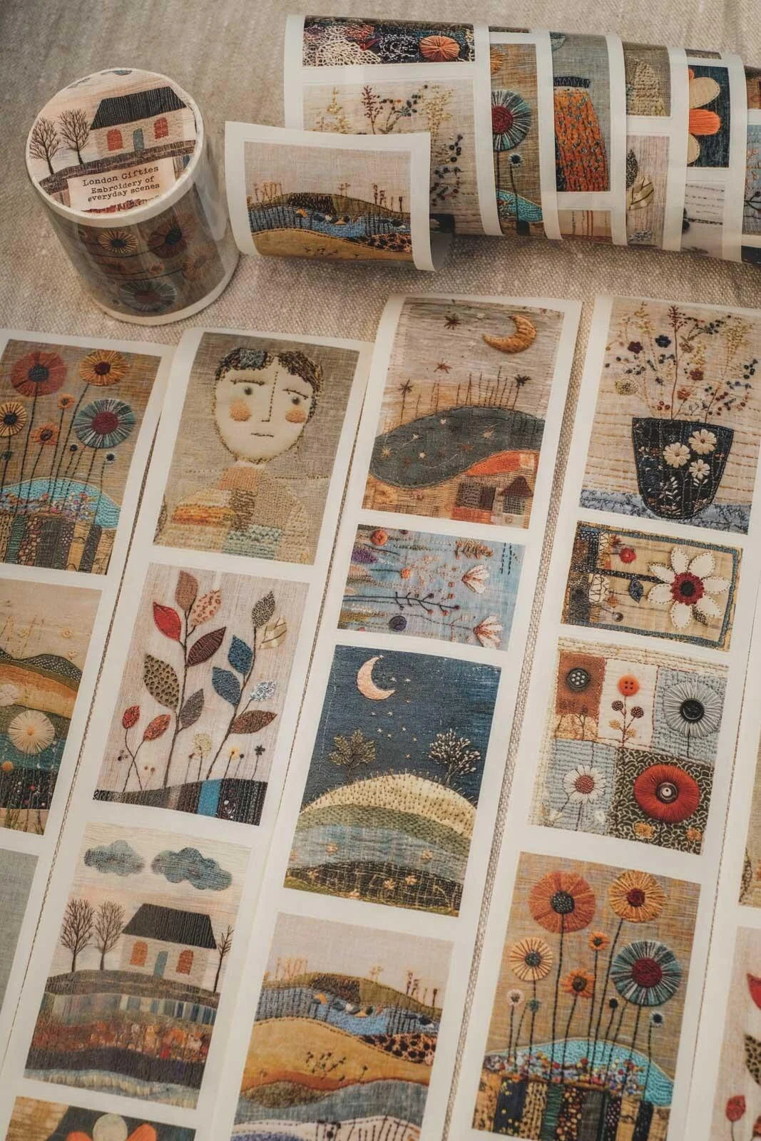 Embroidery of Everyday Scenes 6cm wide glossy 3D kiss-cut Washi Tape