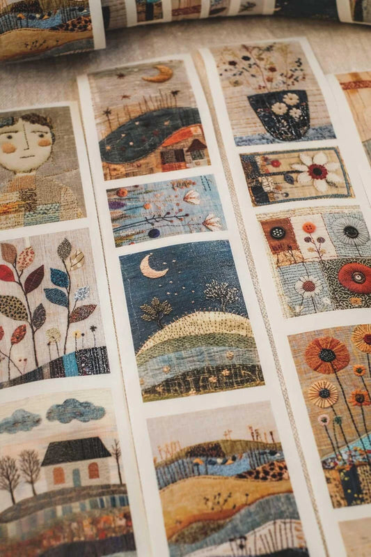 Embroidery of Everyday Scenes 6cm wide glossy 3D kiss-cut Washi Tape
