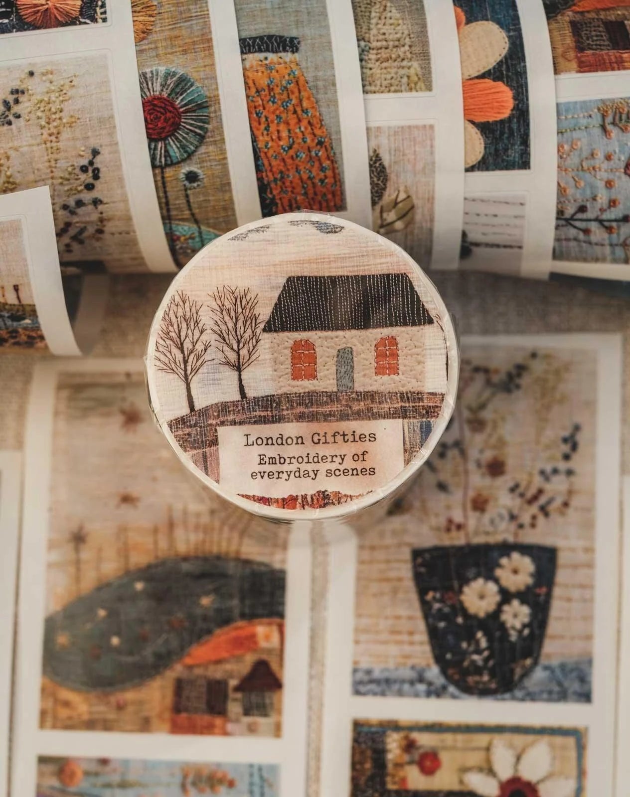 Embroidery of Everyday Scenes 6cm wide glossy 3D kiss-cut Washi Tape