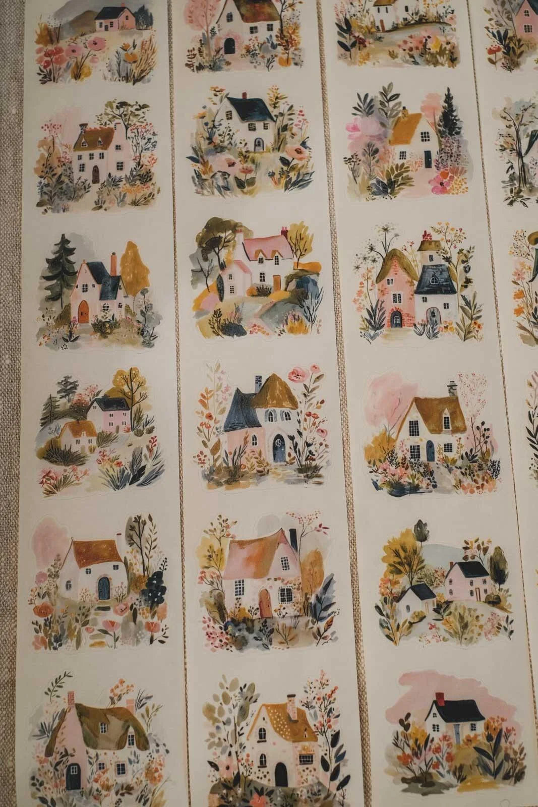Cute Countryside Cottages 6cm wide glossy 3D kiss-cut Washi Tape