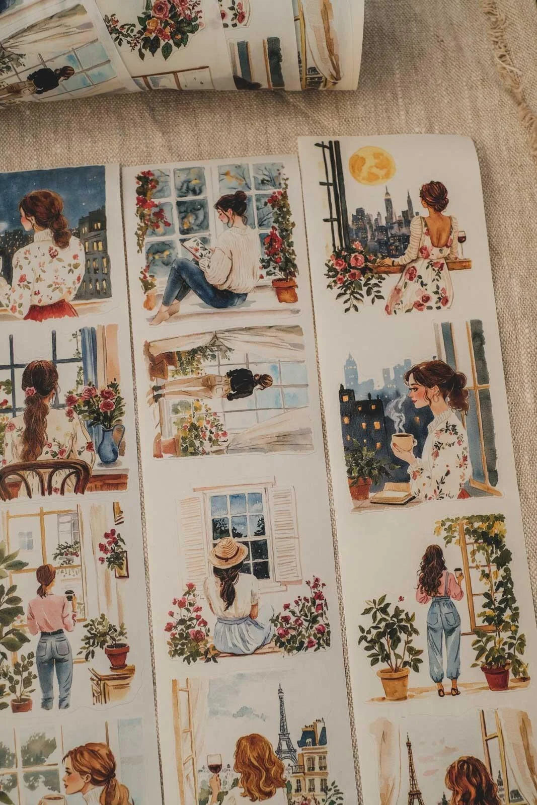 Take a Deep Breath by the Open Window 7cm wide glossy 3D kiss-cut PET & Washi Tape