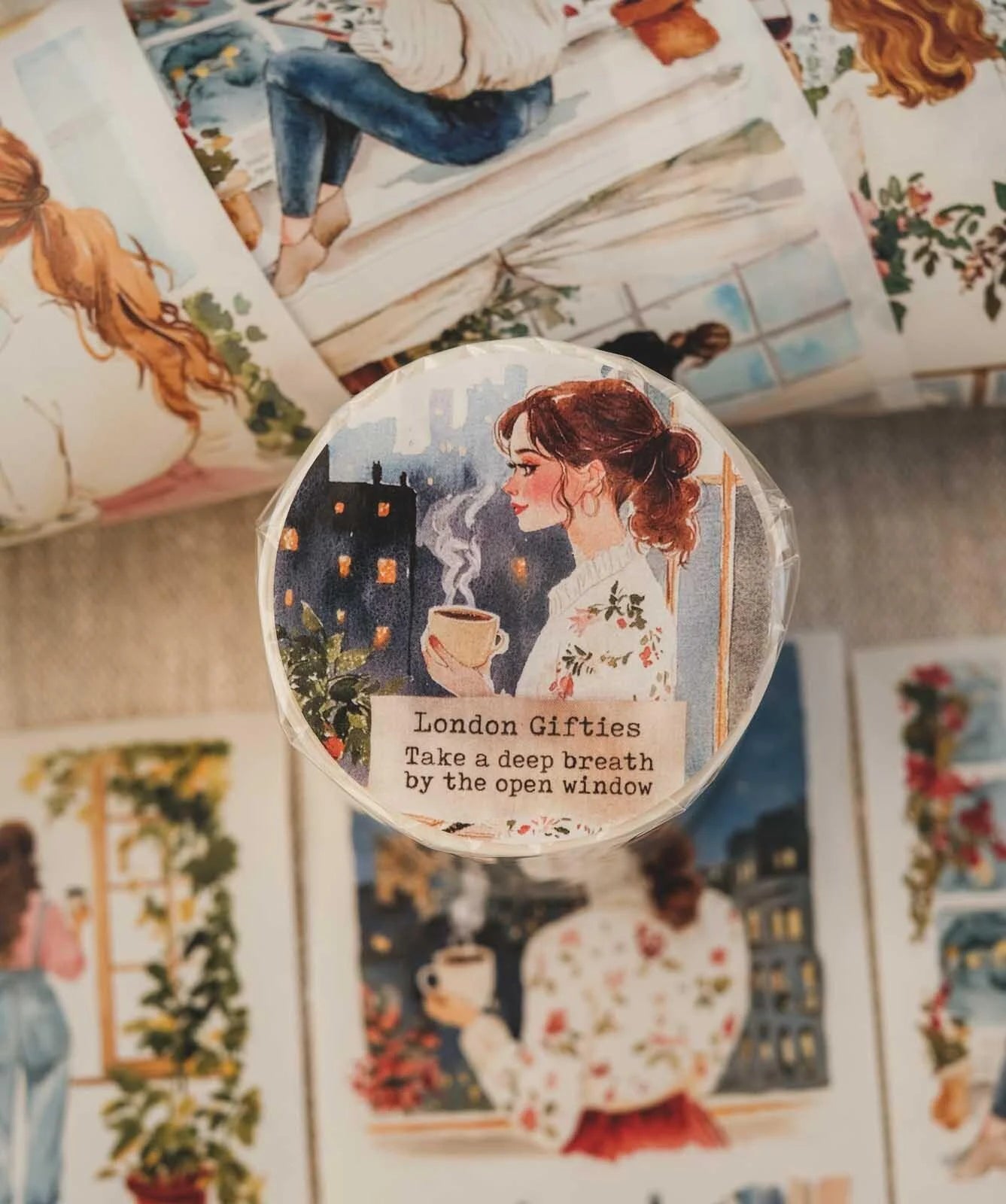 Take a Deep Breath by the Open Window 7cm wide glossy 3D kiss-cut PET & Washi Tape