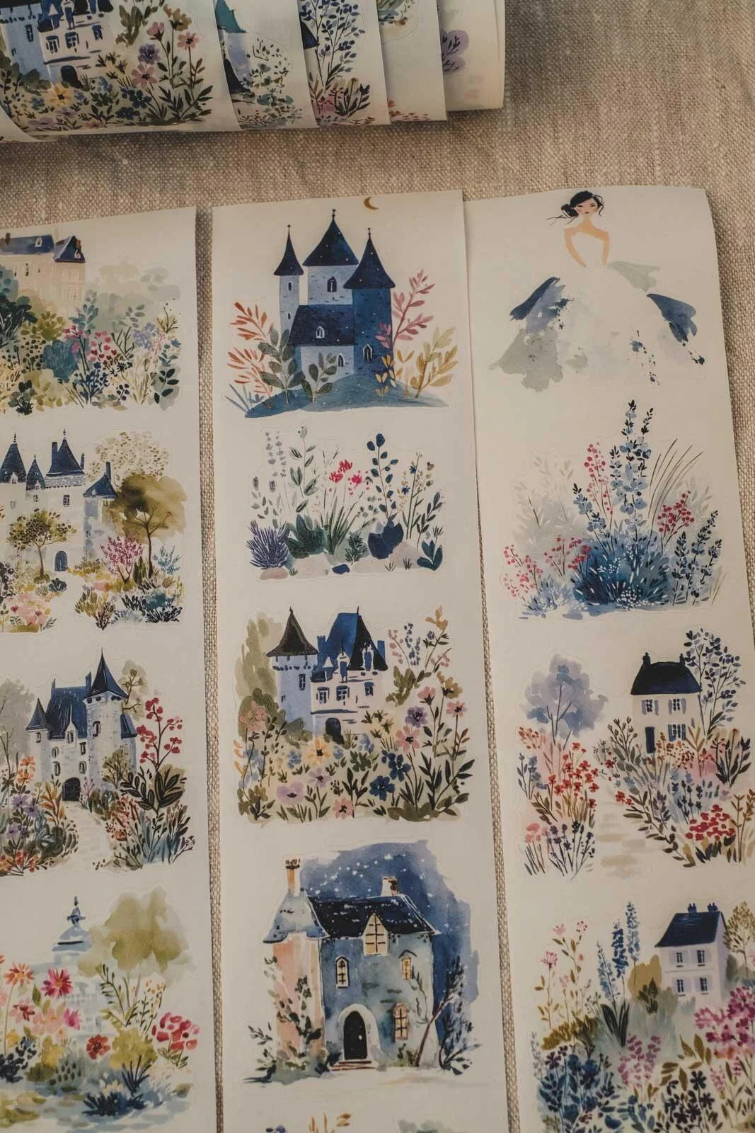 Enchanted Storybook Gardens 7cm wide glossy 3D kiss-cut PET & Washi Tape