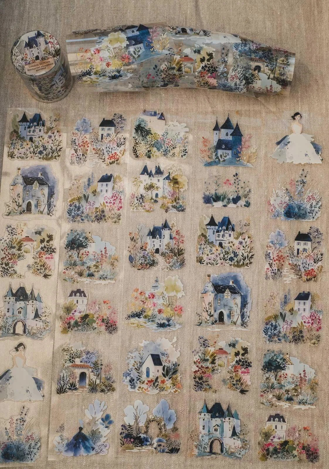 Enchanted Storybook Gardens 7cm wide glossy 3D kiss-cut PET & Washi Tape