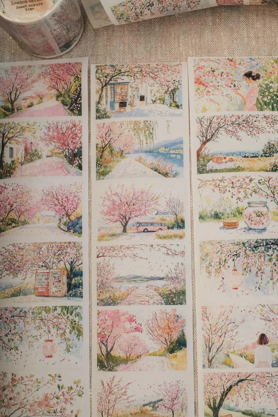 Sweet Sakura Time 7cm wide glossy 3D kiss-cut PET & Washi Tape