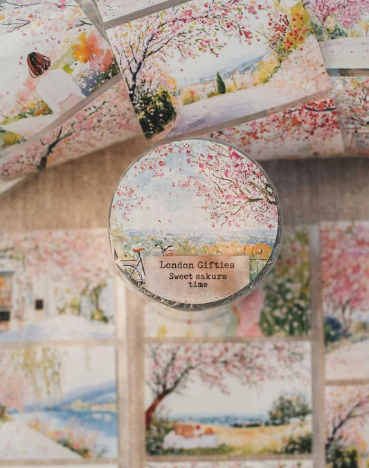 Sweet Sakura Time 7cm wide glossy 3D kiss-cut PET & Washi Tape