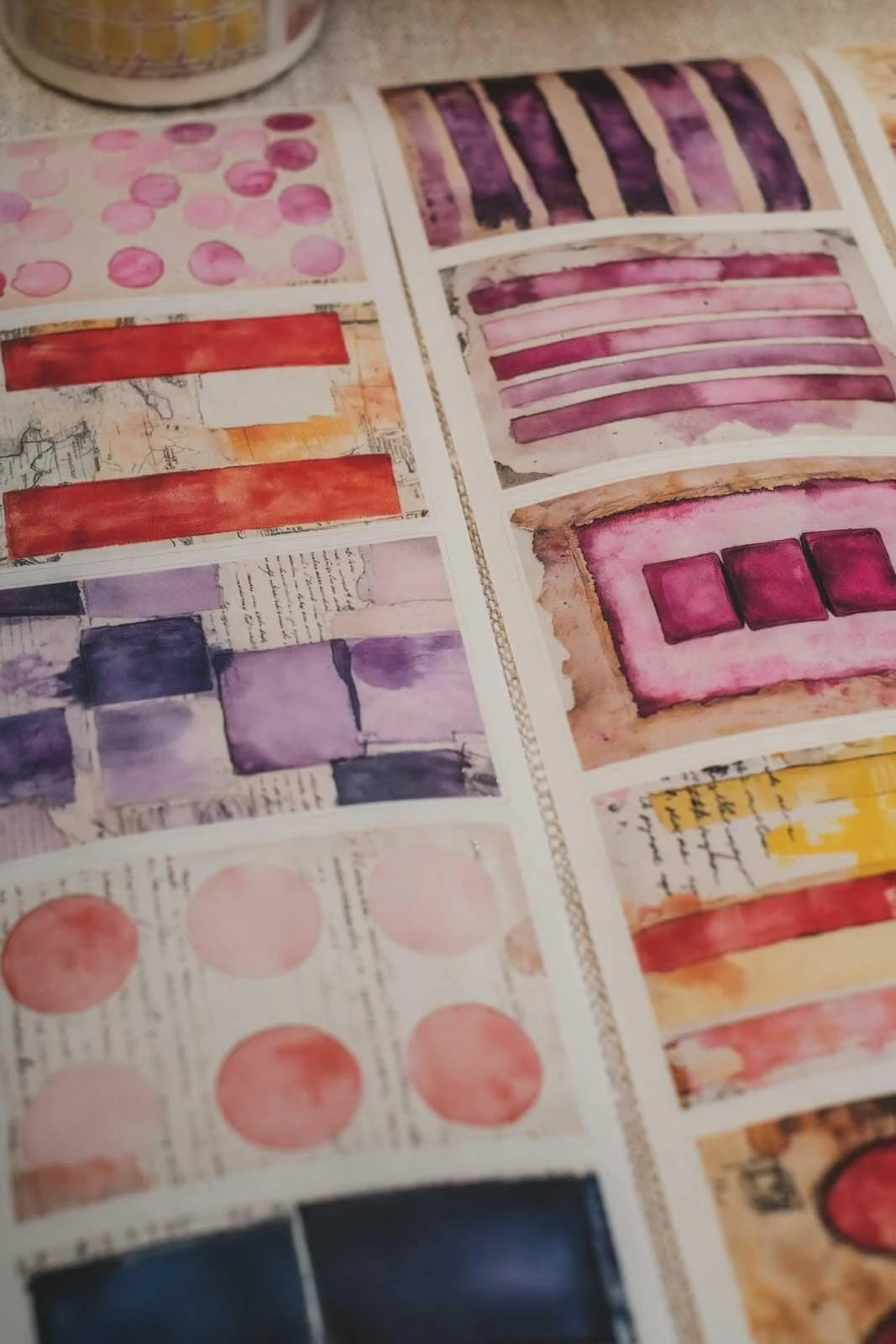 Watercolor Journal Pages7cm wide glossy 3D kiss-cut PET & Washi Tape