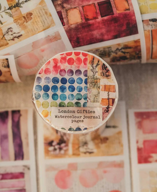 Watercolor Journal Pages7cm wide glossy 3D kiss-cut PET & Washi Tape