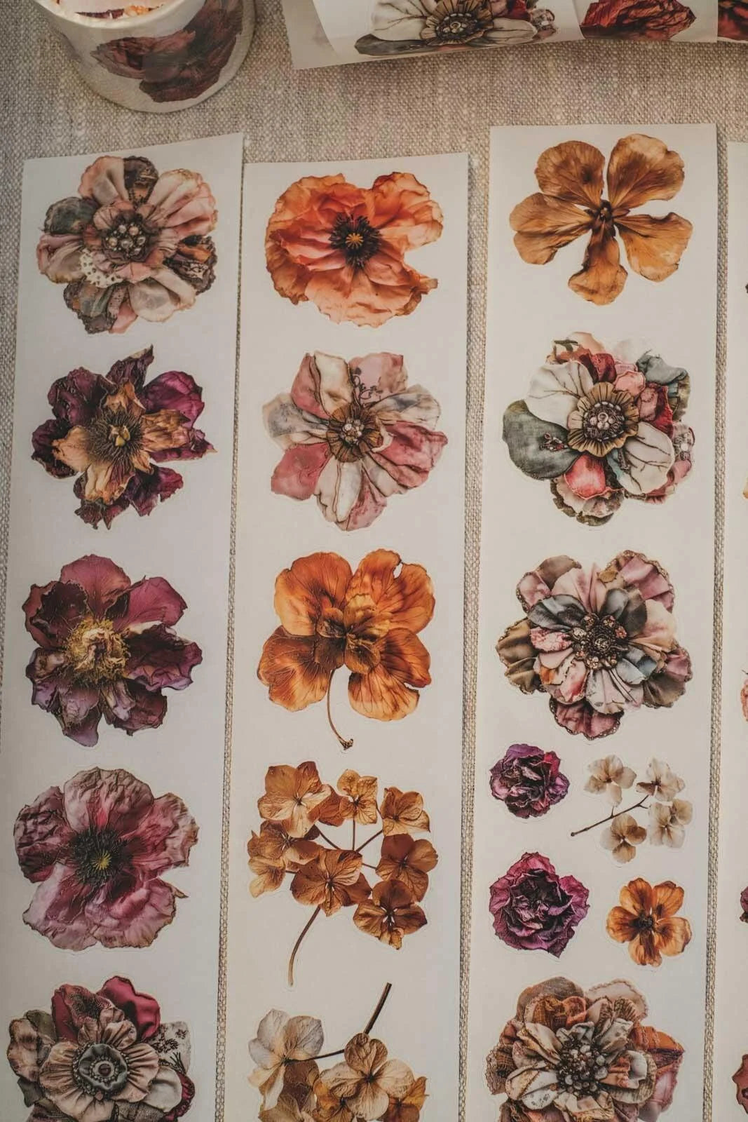Pressed & Patchwork Florals 6cm wide gloss kiss cut PET tape