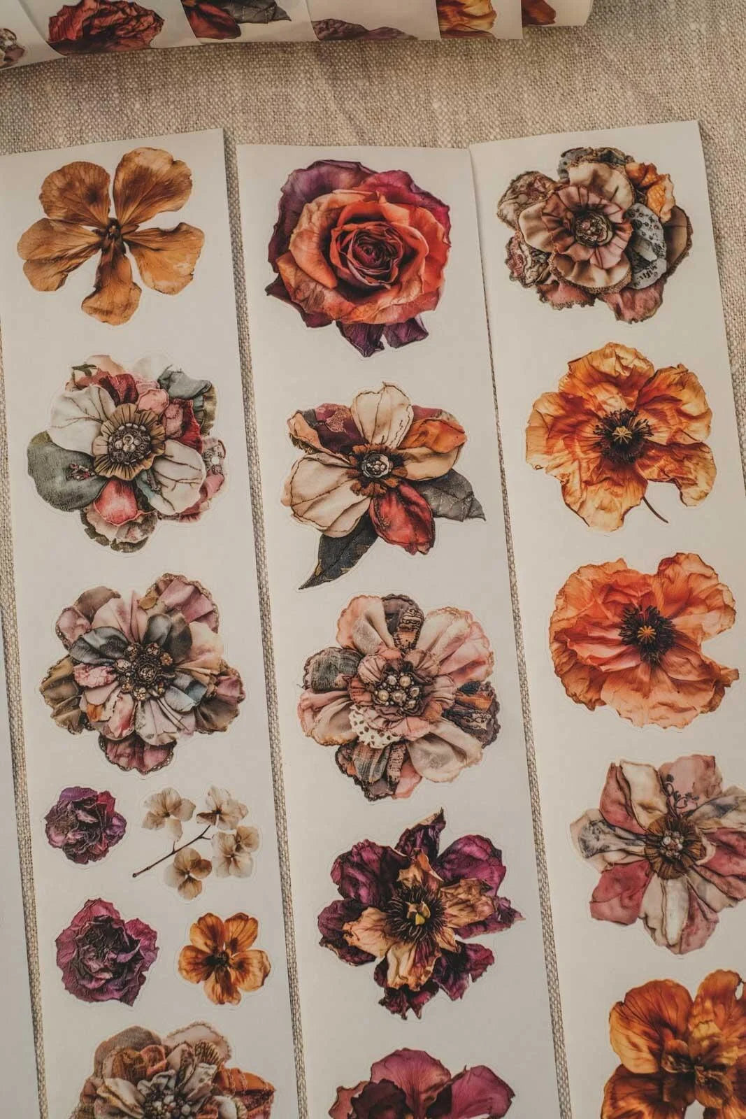 Pressed & Patchwork Florals 6cm wide gloss kiss cut PET tape