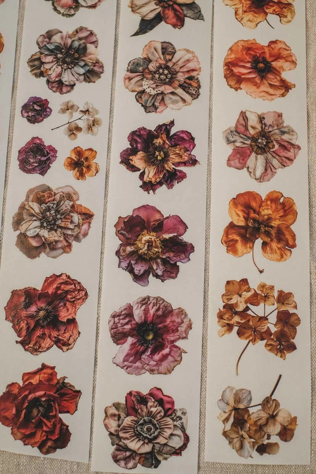 Pressed & Patchwork Florals 6cm wide gloss kiss cut PET tape