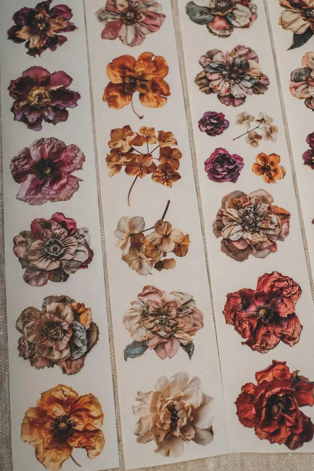 Pressed & Patchwork Florals 6cm wide gloss kiss cut PET tape