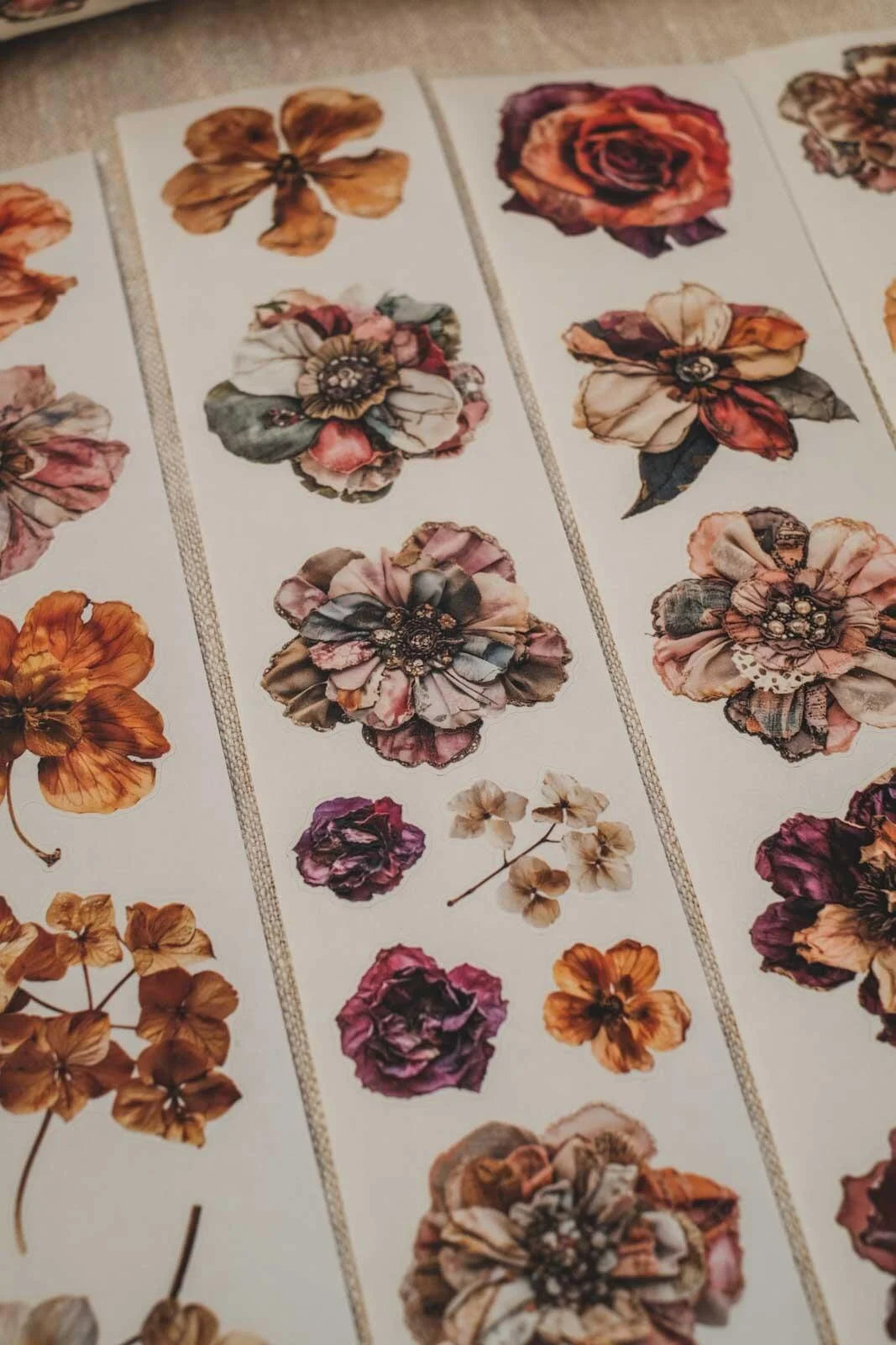 Pressed & Patchwork Florals 6cm wide gloss kiss cut PET tape