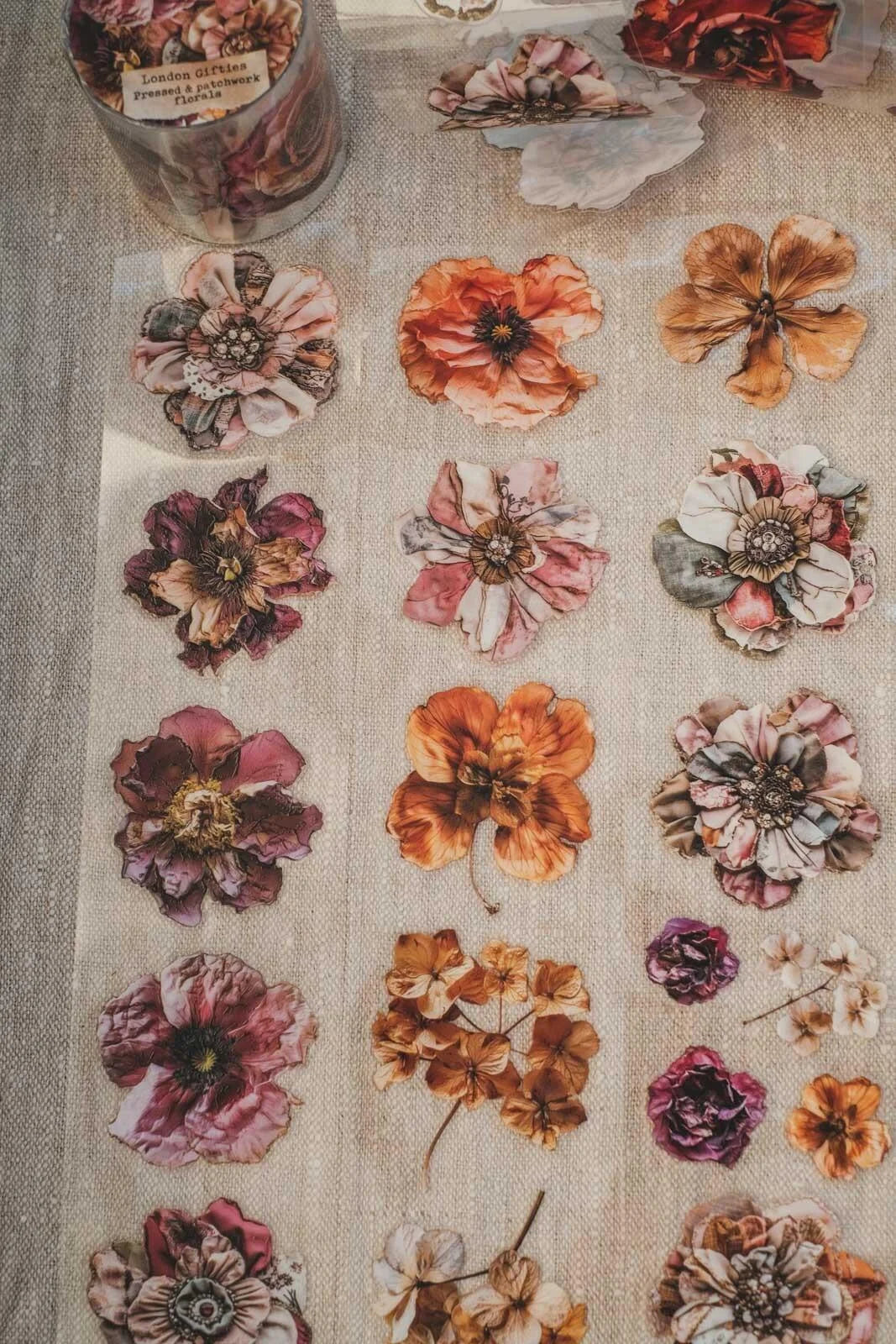 Pressed & Patchwork Florals 6cm wide gloss kiss cut PET tape