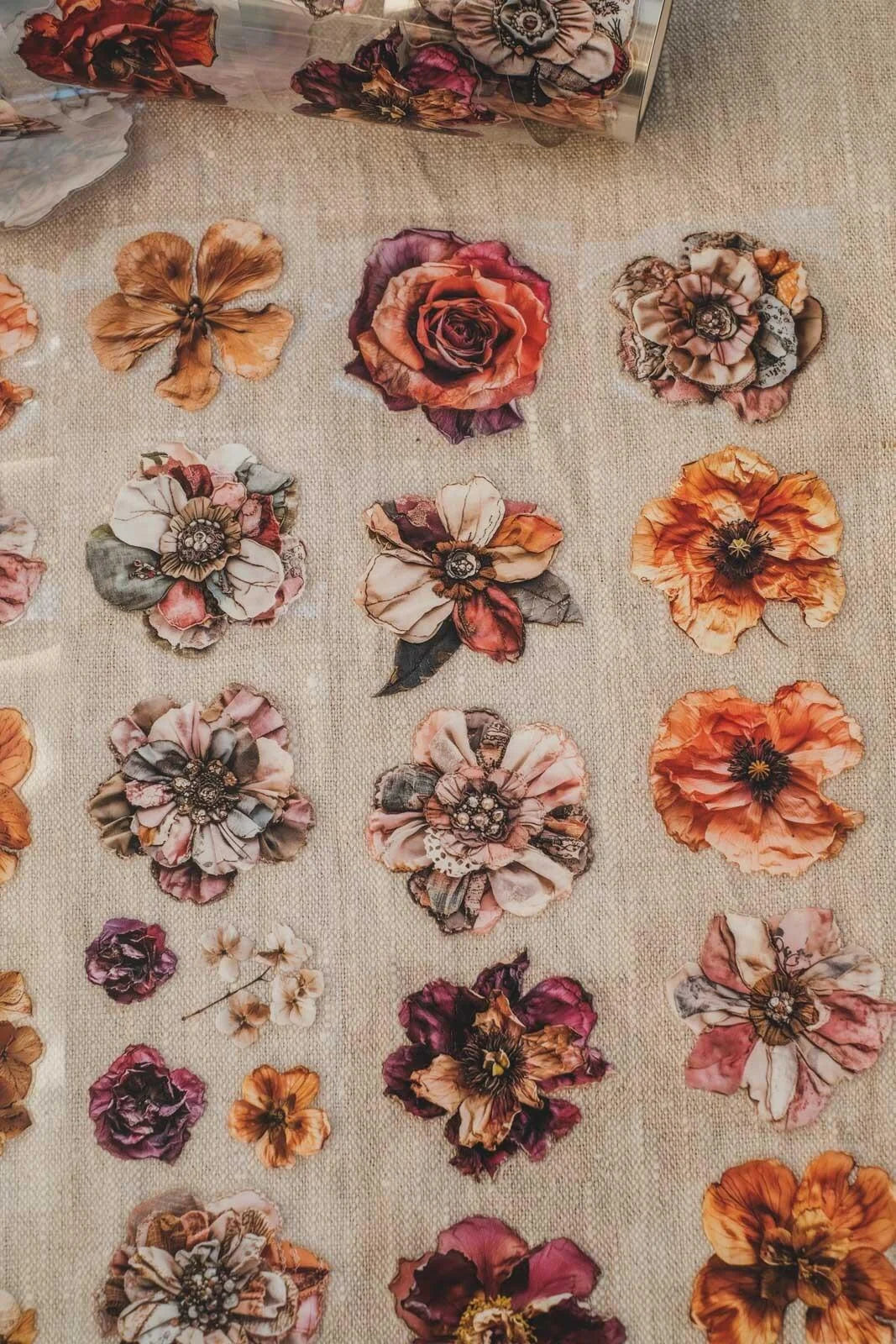 Pressed & Patchwork Florals 6cm wide gloss kiss cut PET tape