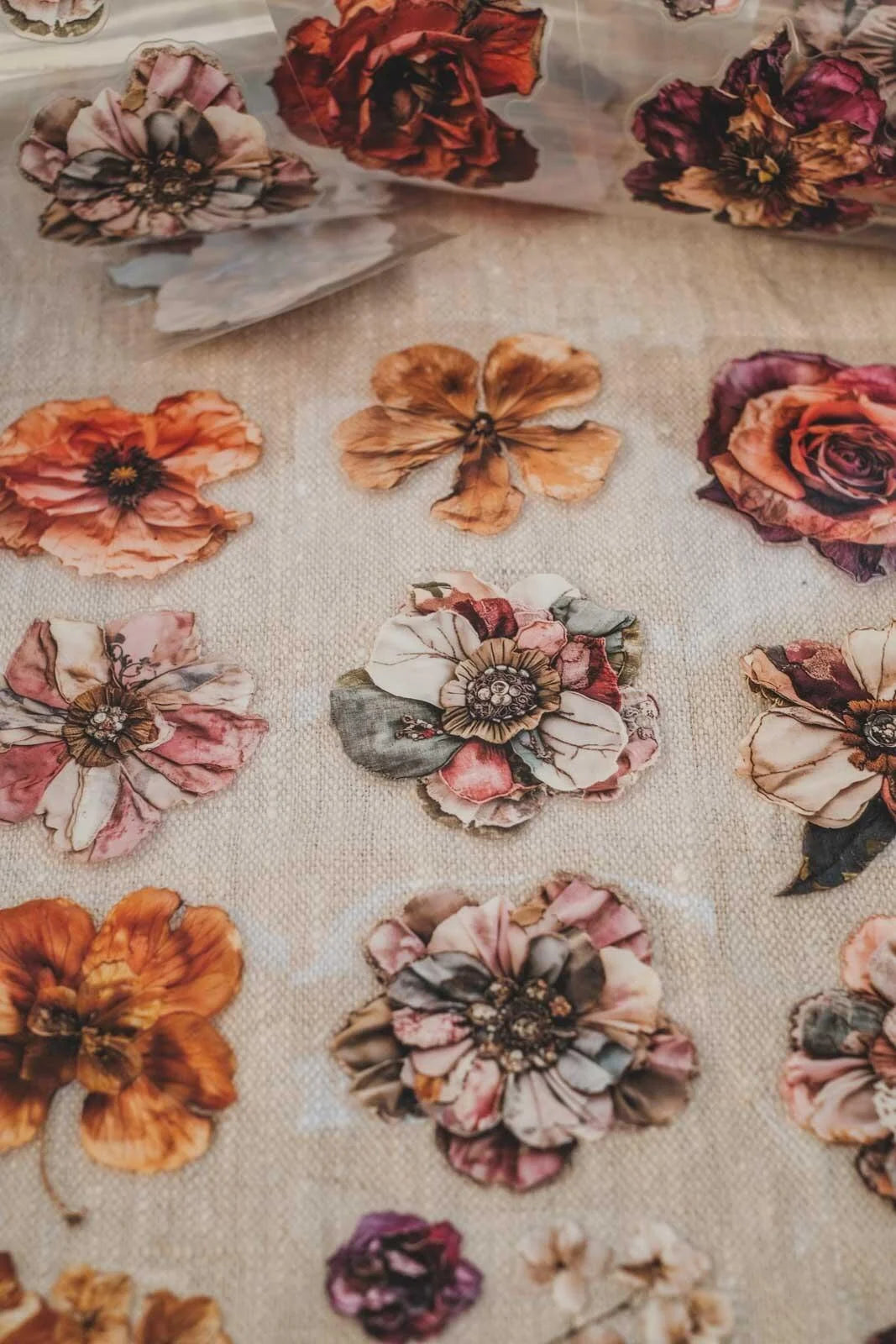 Pressed & Patchwork Florals 6cm wide gloss kiss cut PET tape