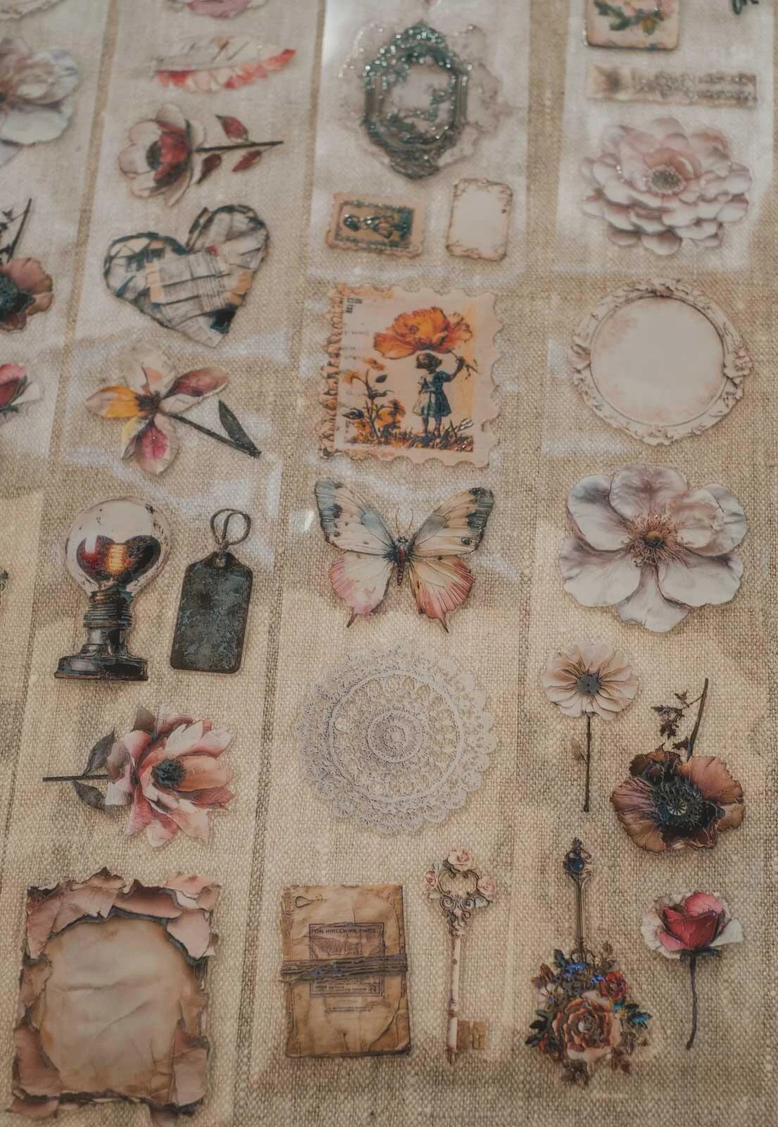 Tattered Junk Journal Ephemera 6cm wide glossy kiss cut PET tape w HOLO Foil