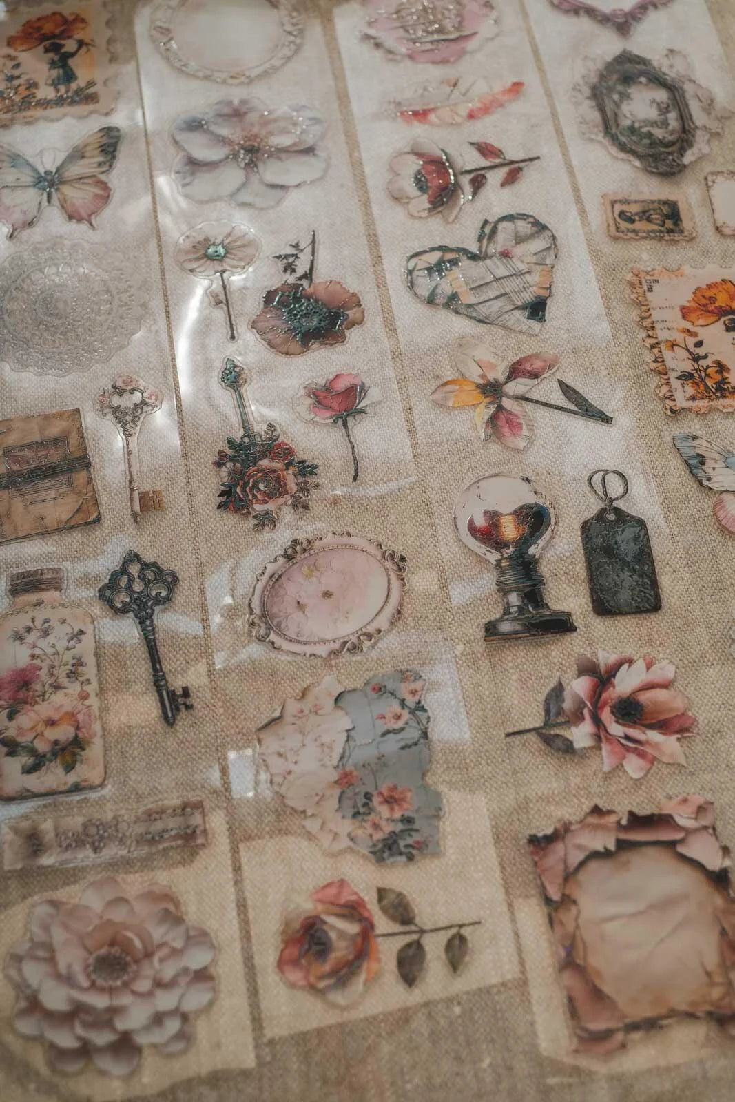 Tattered Junk Journal Ephemera 6cm wide glossy kiss cut PET tape w HOLO Foil