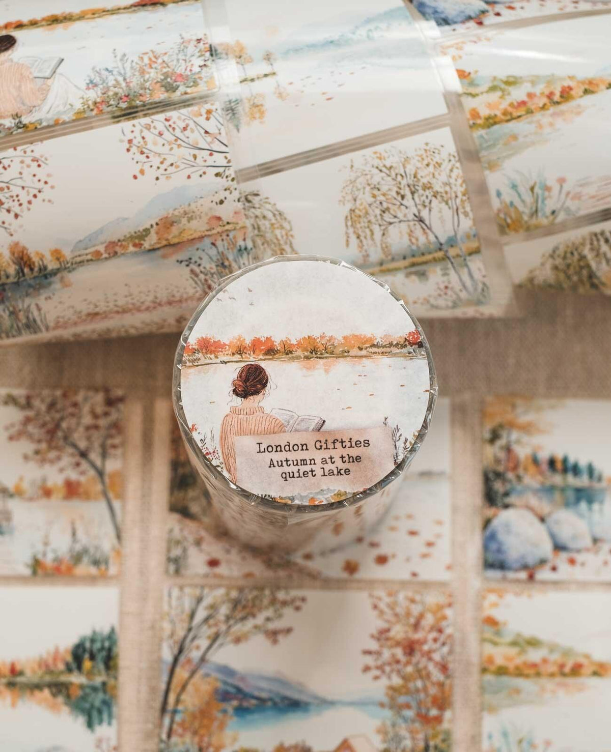 Autumn at the Quiet Lake 8cm Wide Kiss Cut Ink PET Tape — image 1