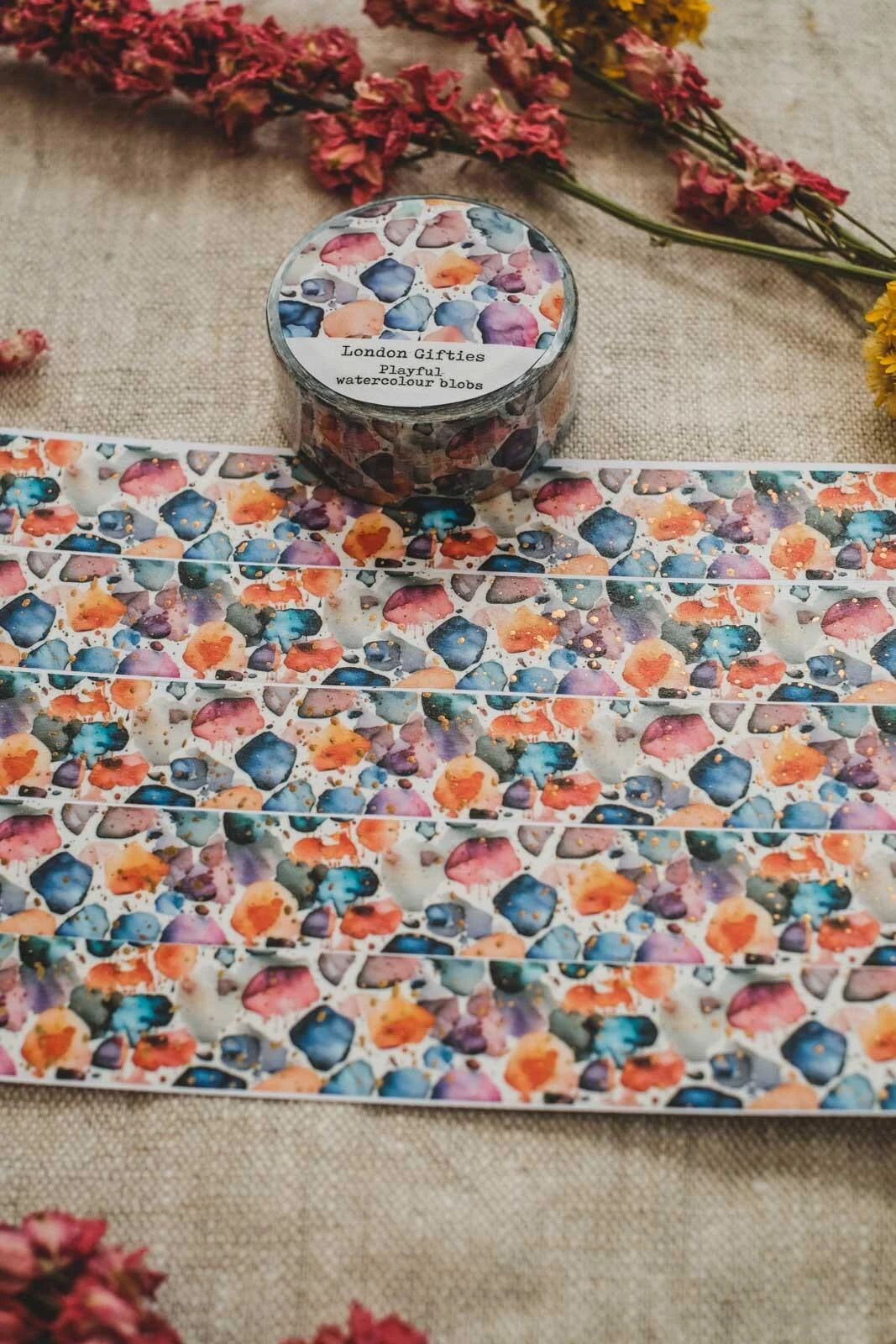 London Gifties Playful Watercolour Blobs 2cm wide foil washi tape