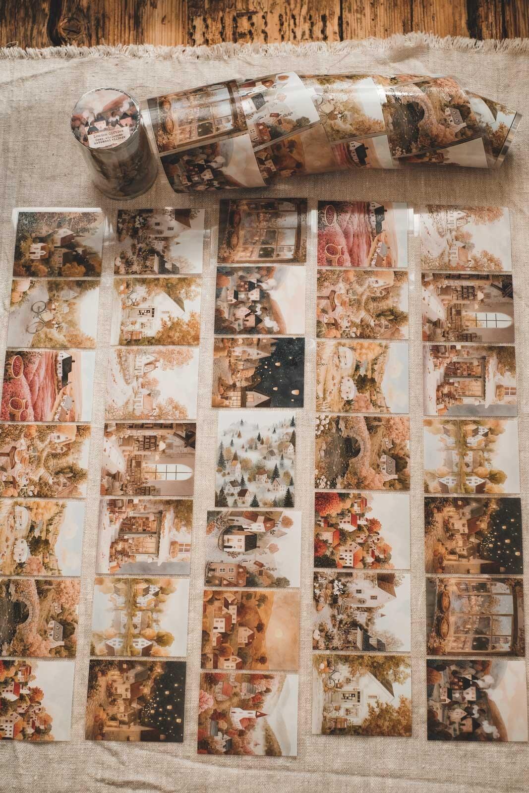 Cosy, Wholesome Autumnal Village 8cm Wide Kiss Cut Ink PET Tape — image 2