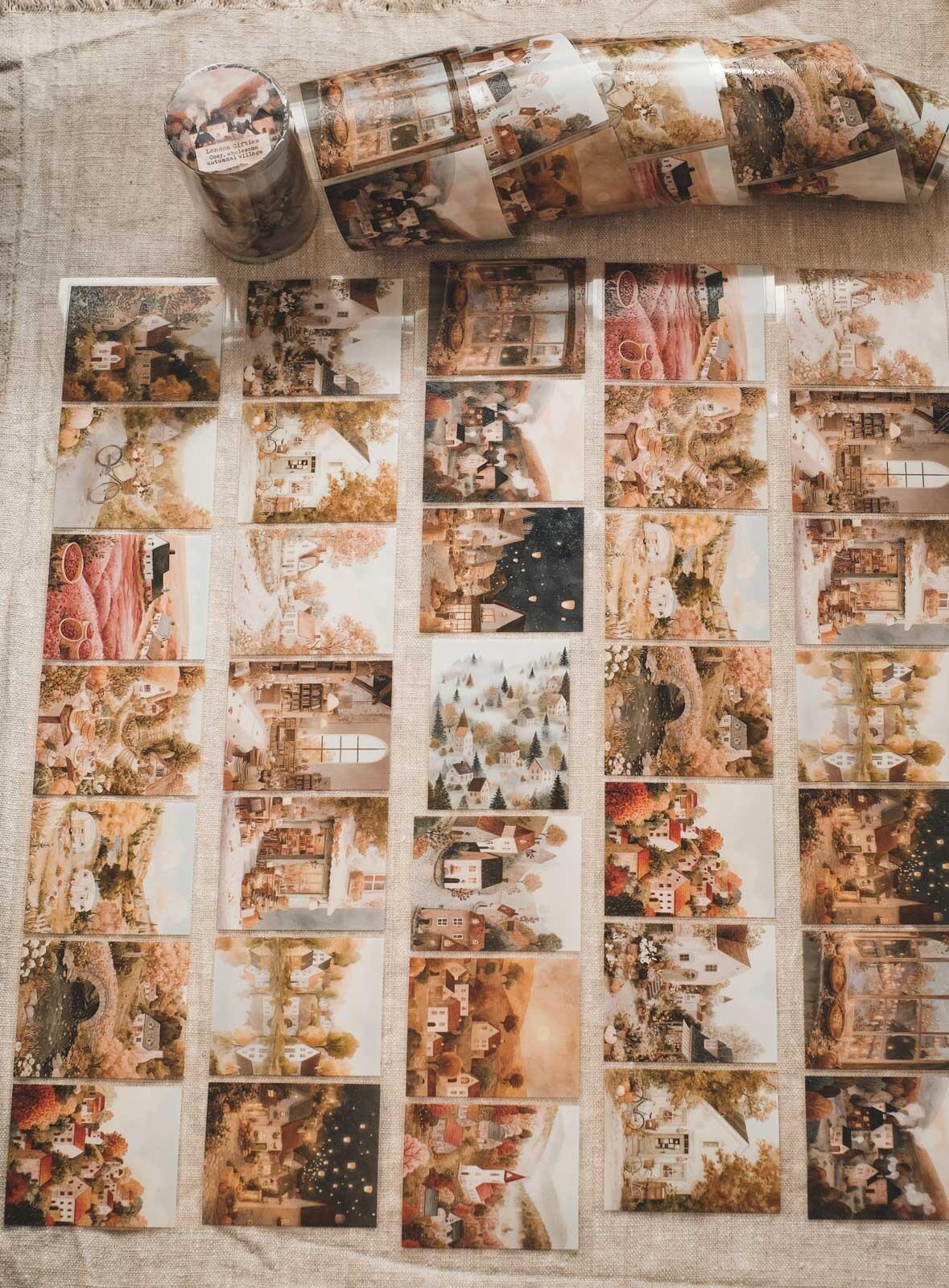 Cosy, Wholesome Autumnal Village 8cm Wide Kiss Cut Ink PET Tape — image 3