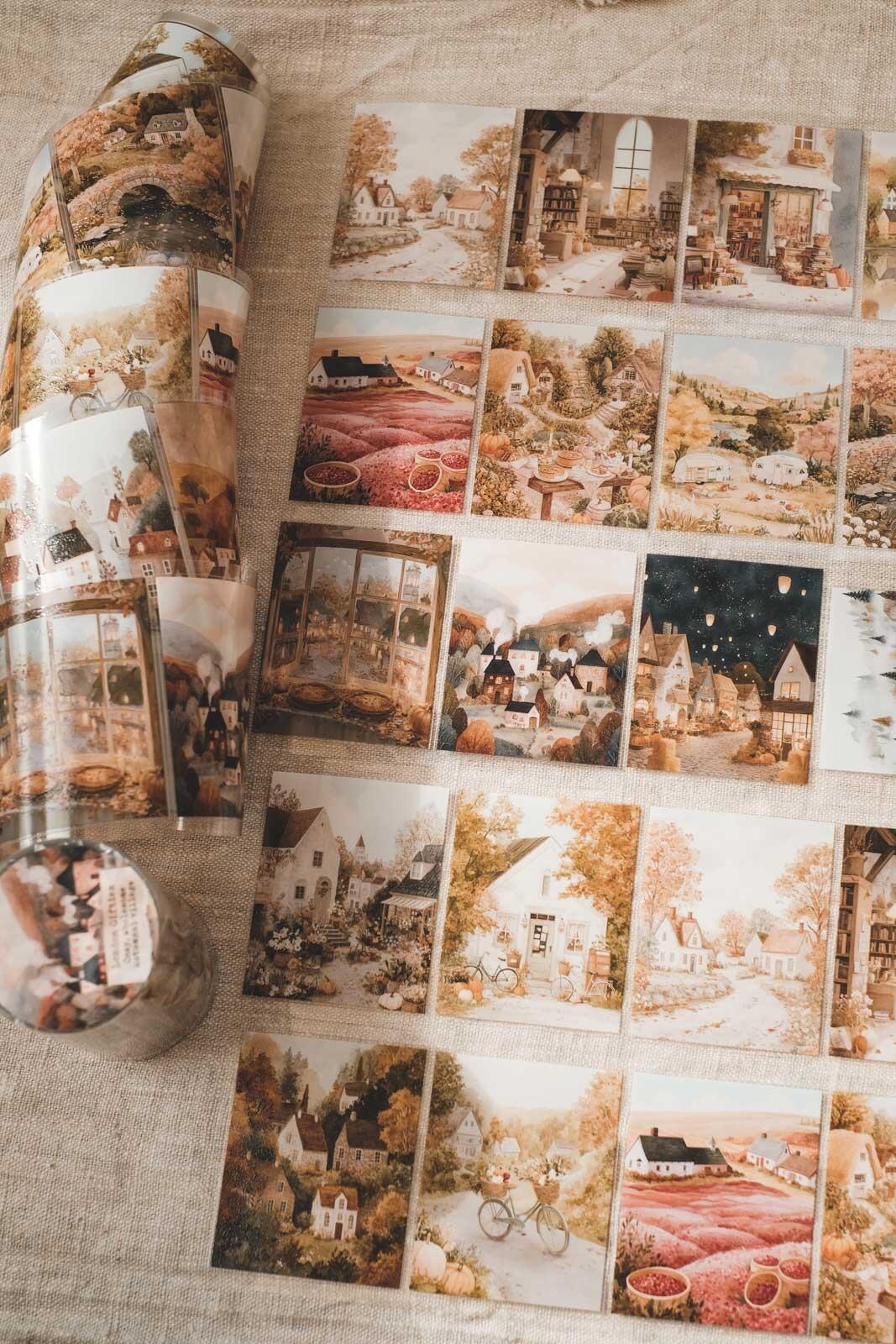 Cosy, Wholesome Autumnal Village 8cm Wide Kiss Cut Ink PET Tape — image 4
