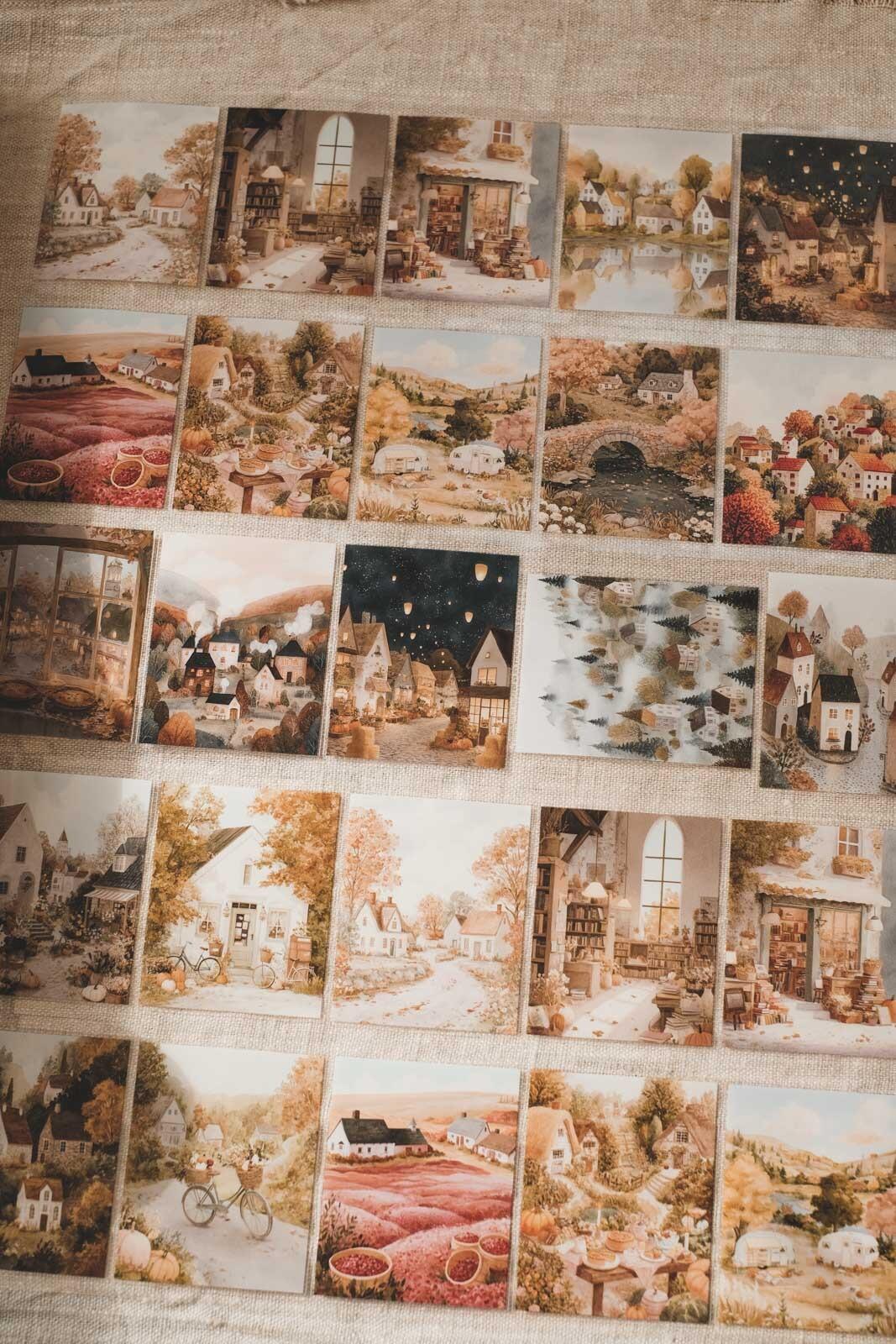 Cosy, Wholesome Autumnal Village 8cm Wide Kiss Cut Ink PET Tape — image 5
