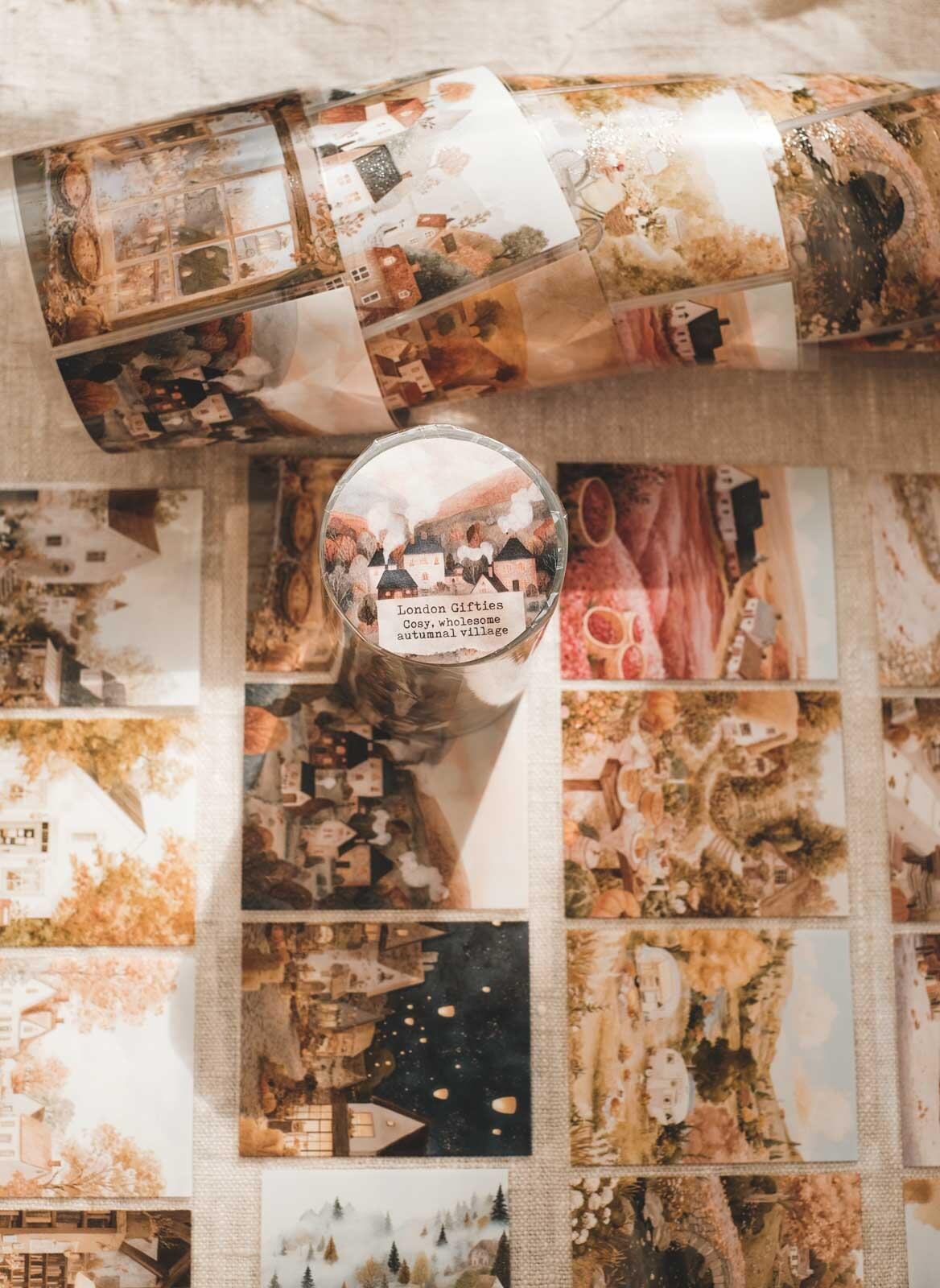 Cosy, Wholesome Autumnal Village 8cm Wide Kiss Cut Ink PET Tape — image 10