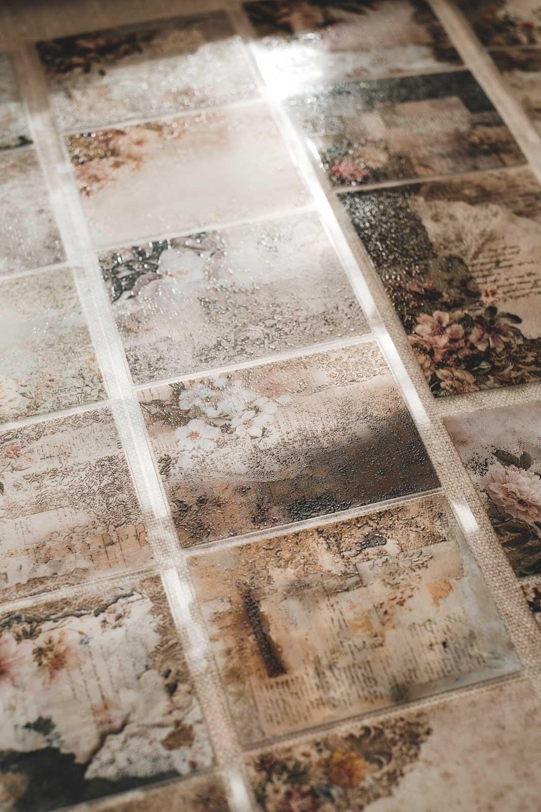 Tattered Vintage Lace & Florals Collage 8cm Wide Kiss Cut Ink PET Tape — image 15