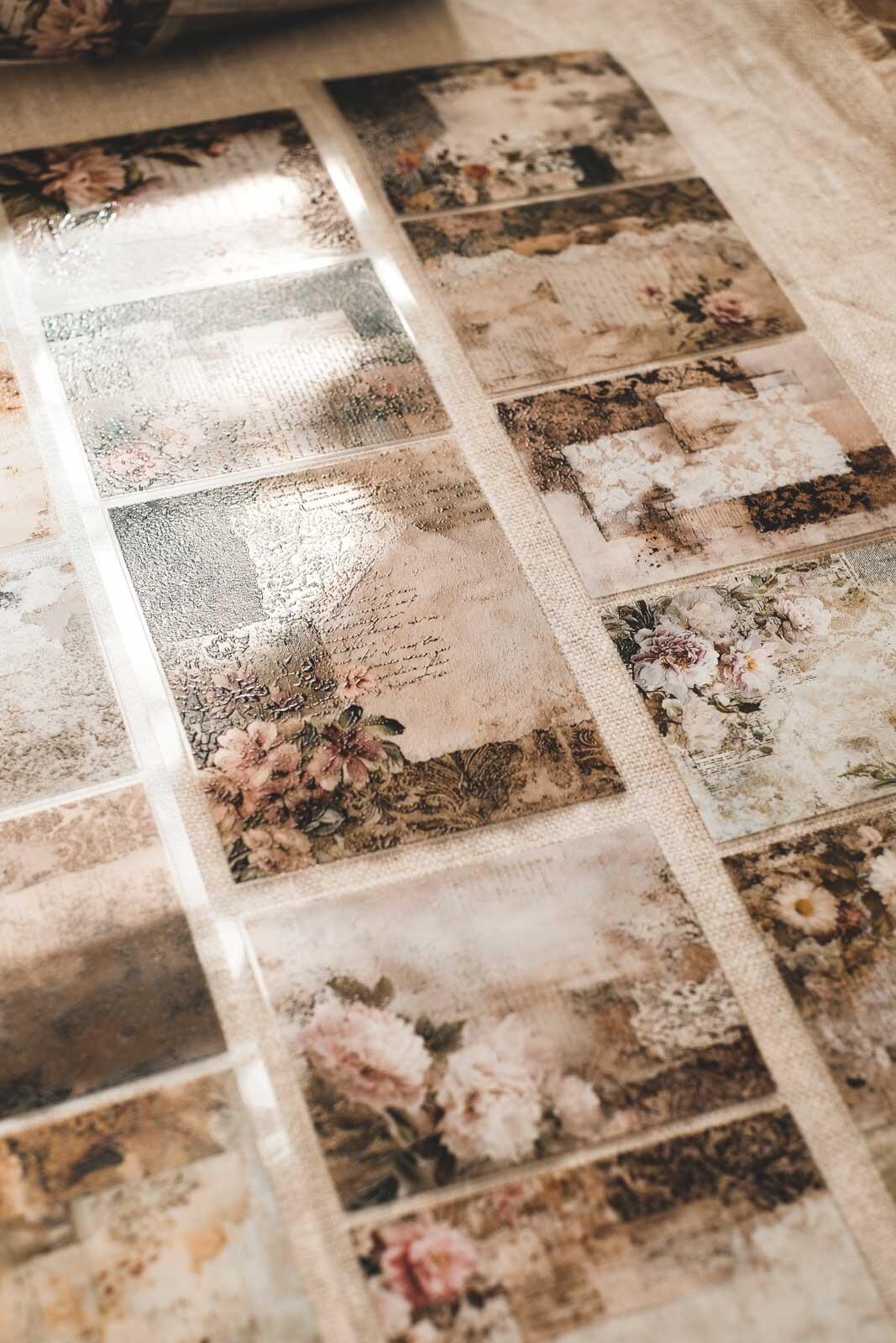Tattered Vintage Lace & Florals Collage 8cm Wide Kiss Cut Ink PET Tape — image 16