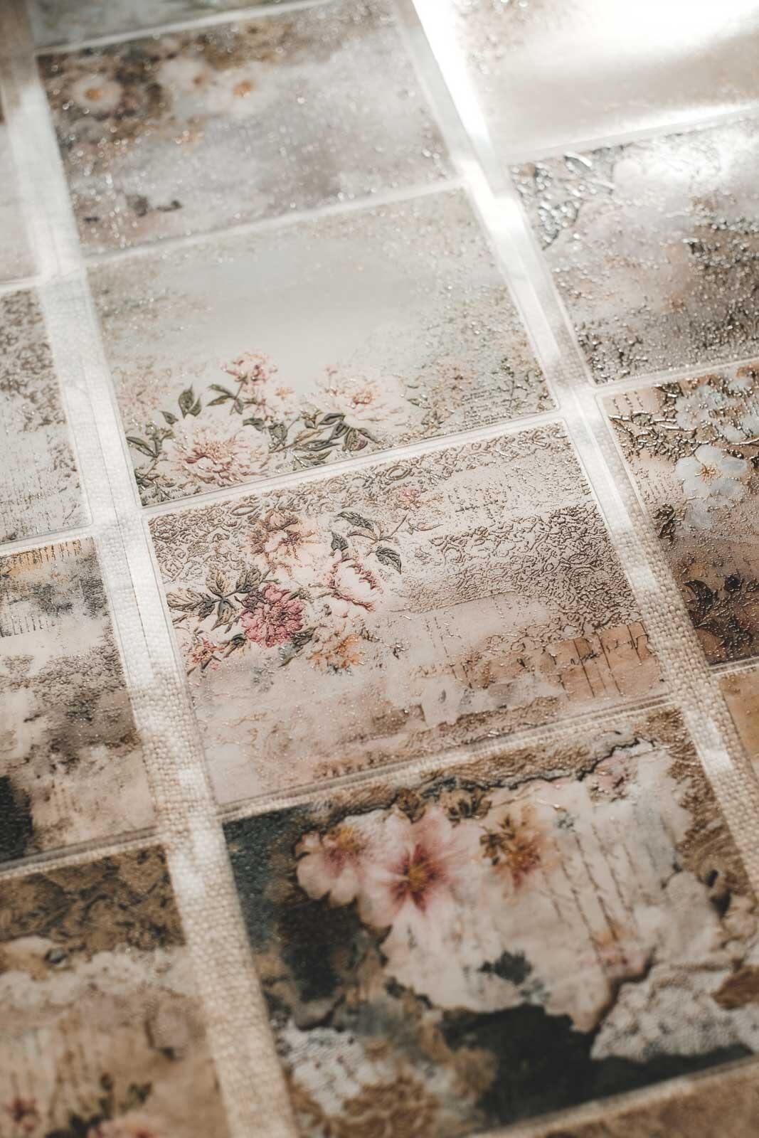 Tattered Vintage Lace & Florals Collage 8cm Wide Kiss Cut Ink PET Tape — image 18