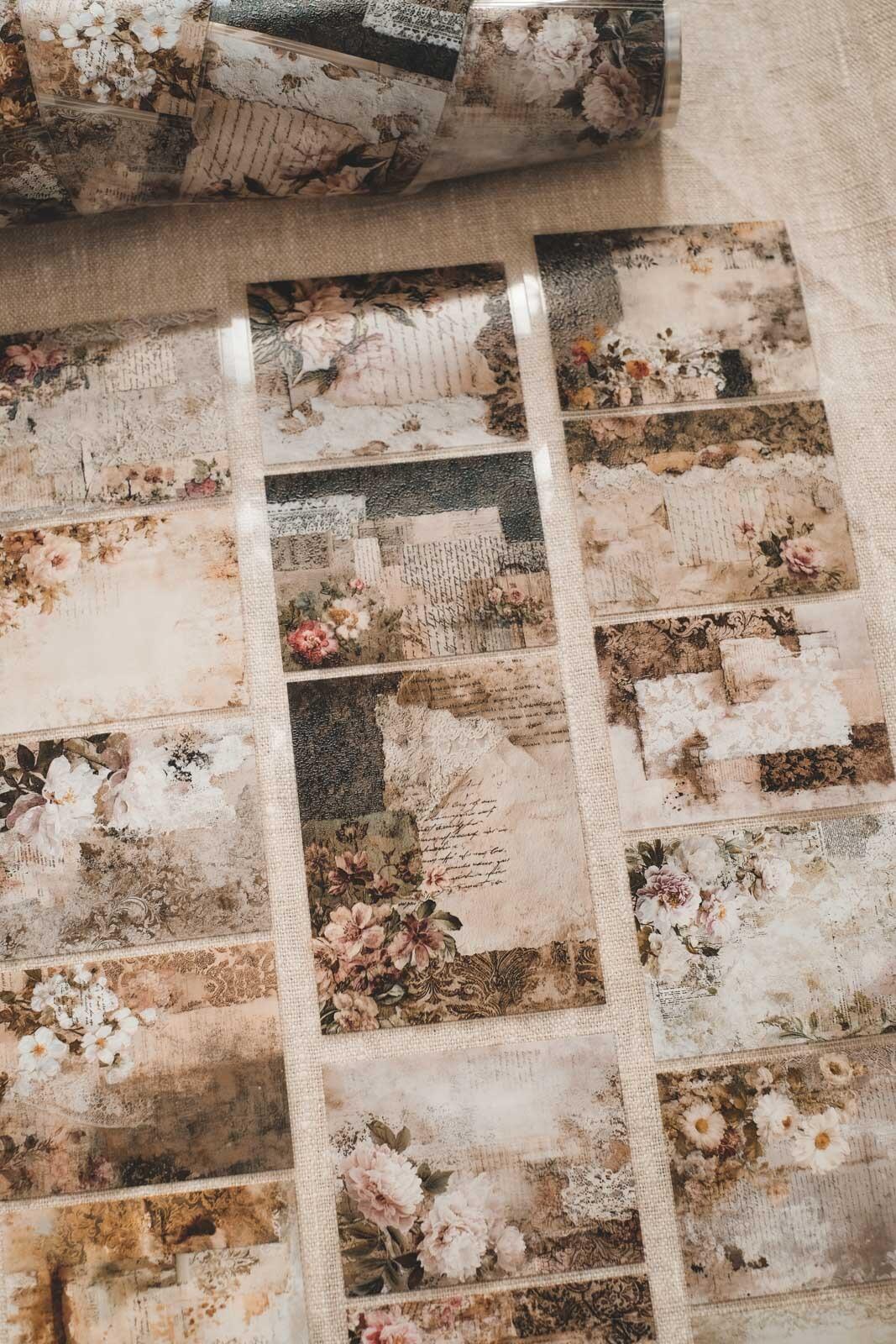 Tattered Vintage Lace & Florals Collage 8cm Wide Kiss Cut Ink PET Tape — image 4