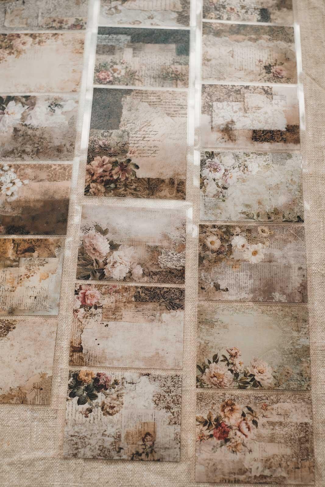 Tattered Vintage Lace & Florals Collage 8cm Wide Kiss Cut Ink PET Tape — image 5