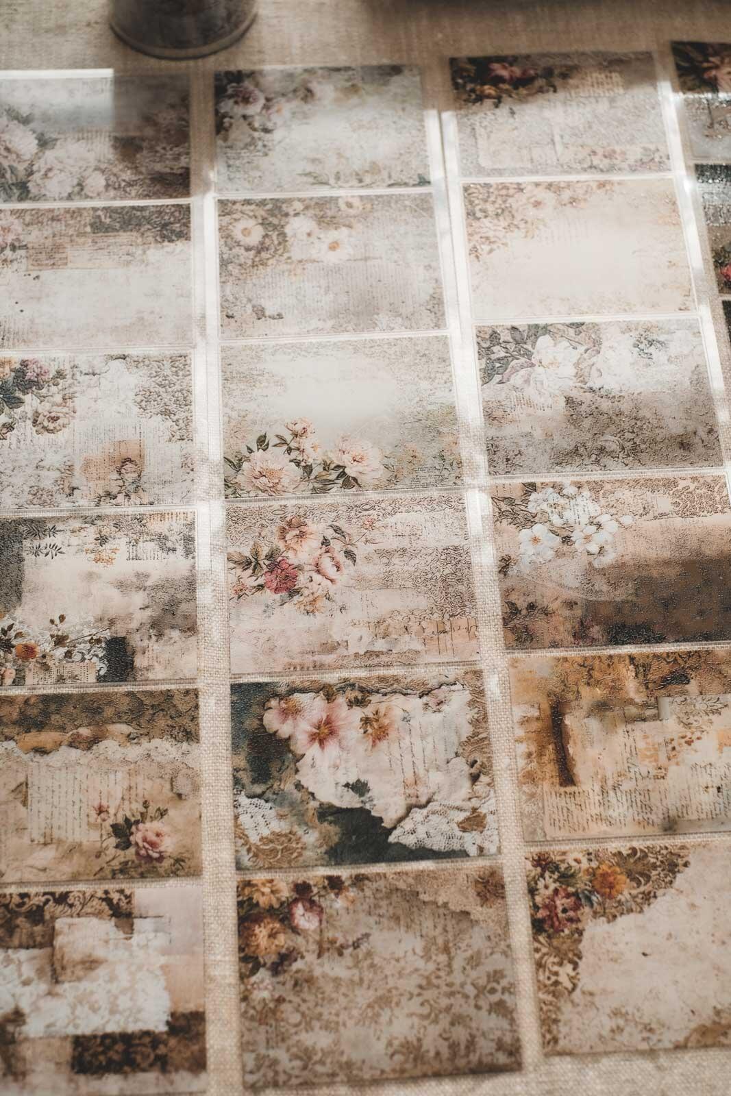 Tattered Vintage Lace & Florals Collage 8cm Wide Kiss Cut Ink PET Tape — image 6