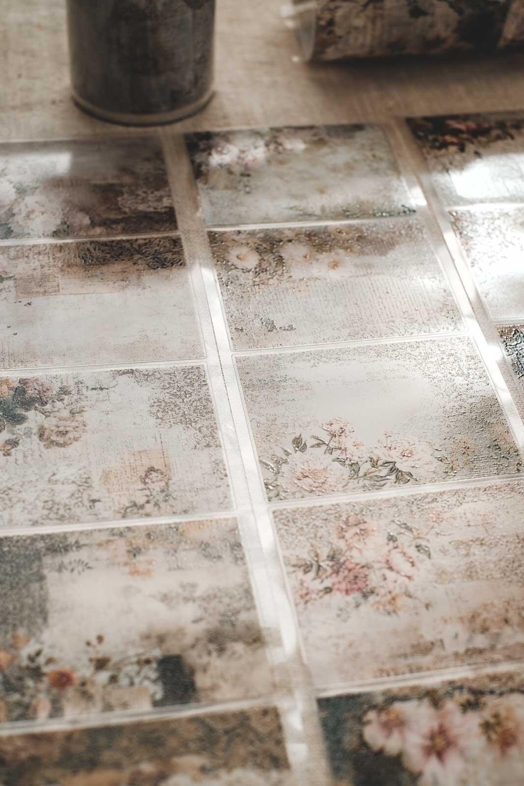 Tattered Vintage Lace & Florals Collage 8cm Wide Kiss Cut Ink PET Tape — image 8
