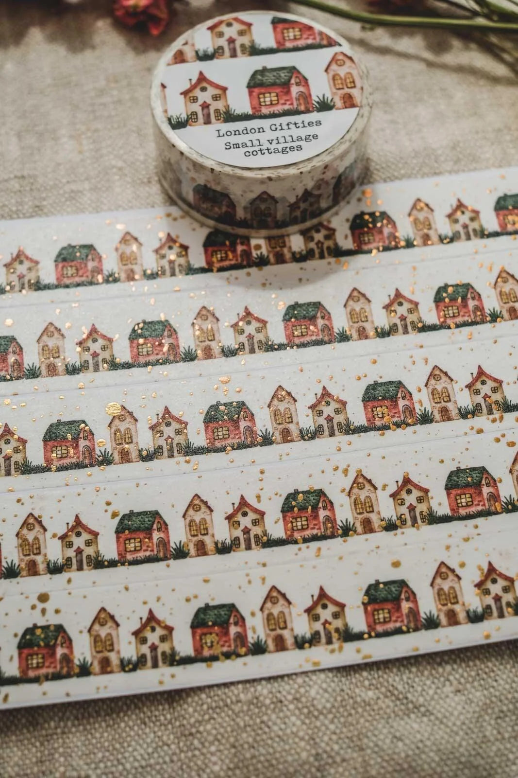London Gifties Small village cottages 2cm wide foil washi tape