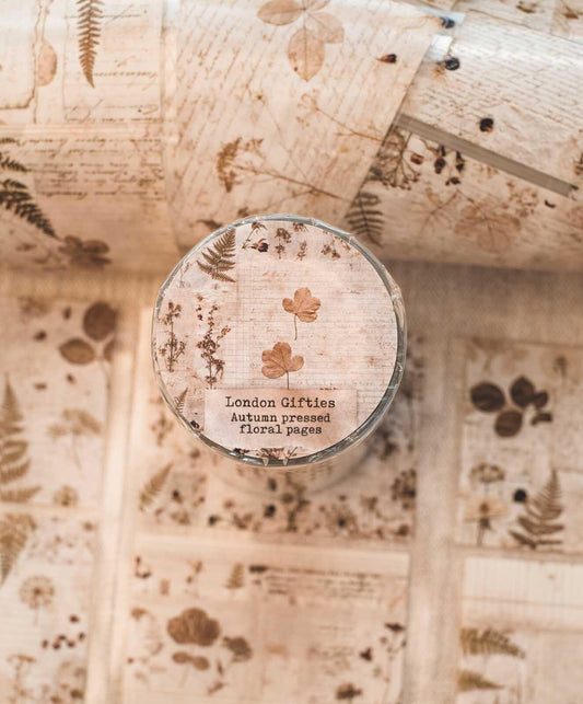 Autumn Pressed Floral Pages 8cm Wide Kiss Cut Ink PET Tape — image 1