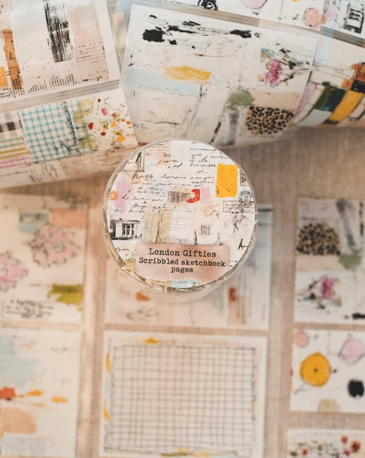Scribbled Sketchbook Pages 8cm Wide Kiss Cut Ink PET Tape — image 1
