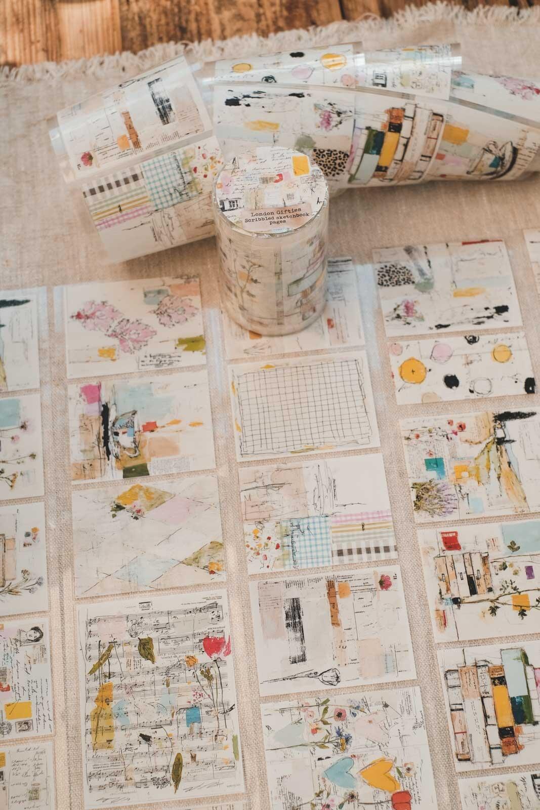 Scribbled Sketchbook Pages 8cm Wide Kiss Cut Ink PET Tape — image 15