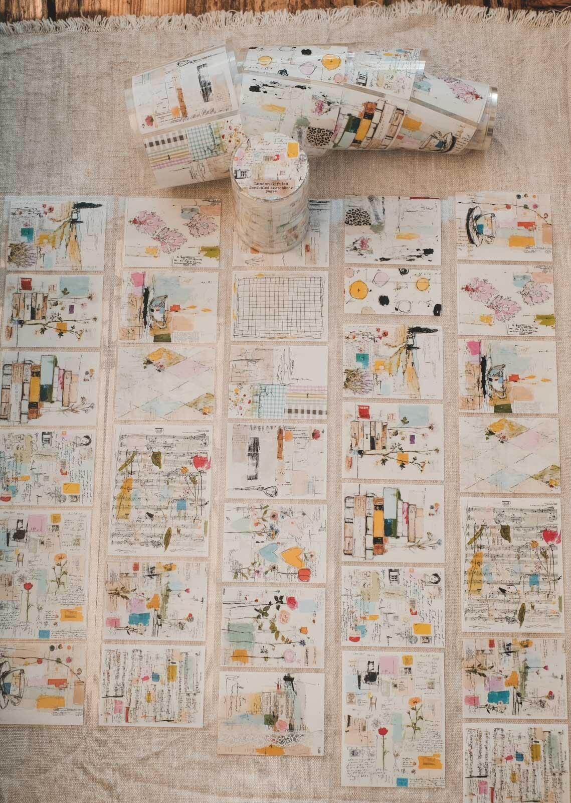 Scribbled Sketchbook Pages 8cm Wide Kiss Cut Ink PET Tape — image 16
