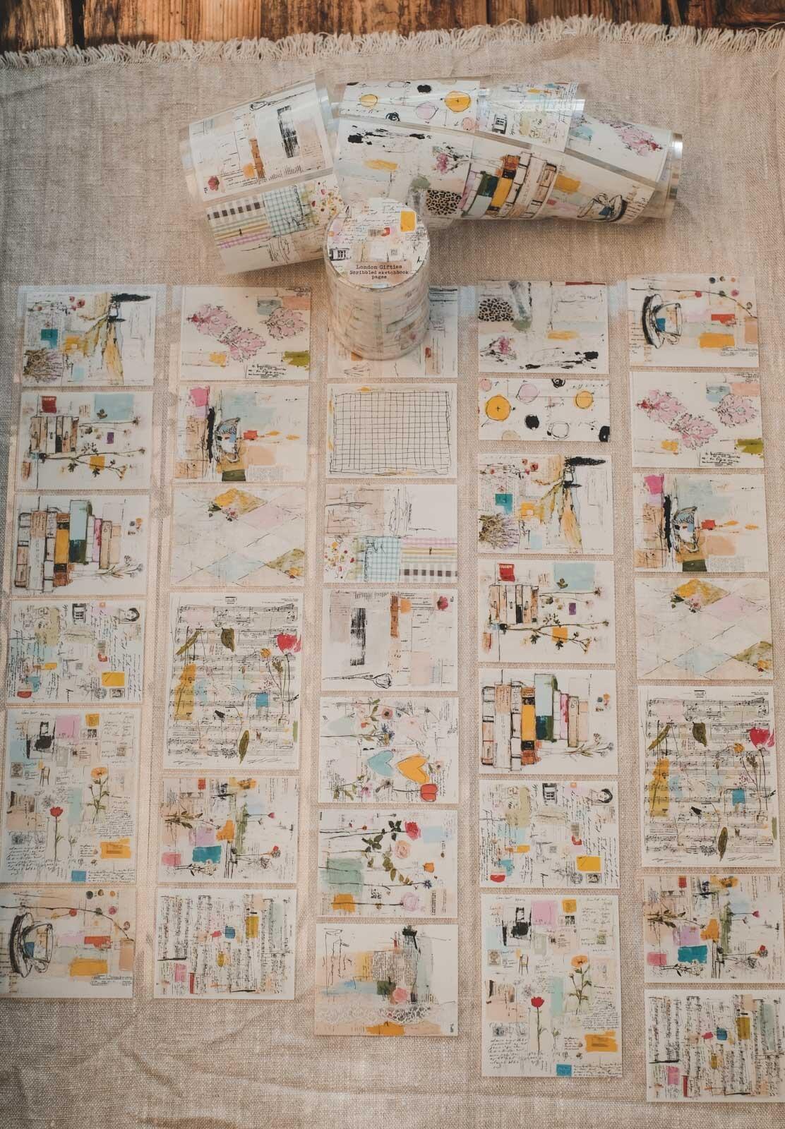 Scribbled Sketchbook Pages 8cm Wide Kiss Cut Ink PET Tape — image 17