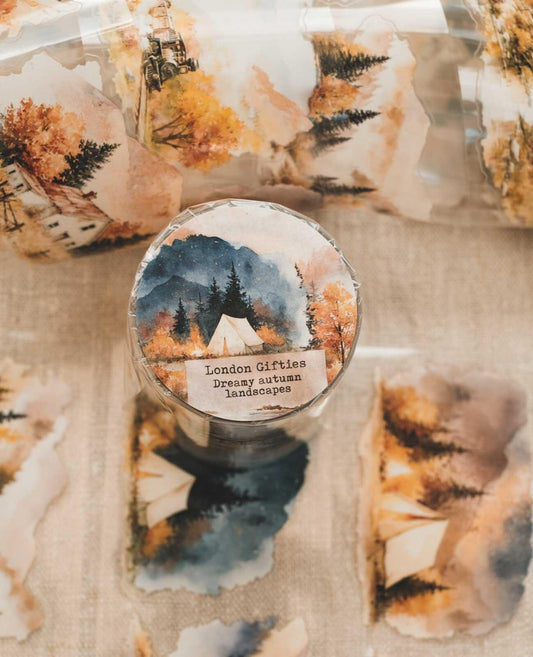 Dreamy Autumn Landscapes 6cm Wide Kiss Cut Ink PET Tape — image 1