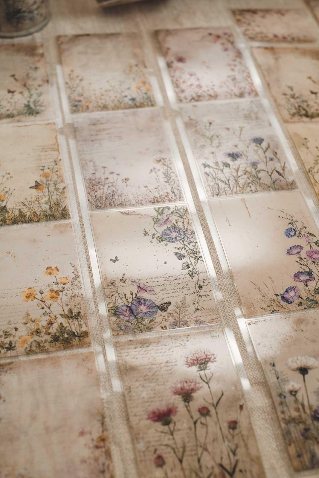 Meadow Flower Vintage Notes 6cm Wide Kiss Cut Ink PET Tape — image 7